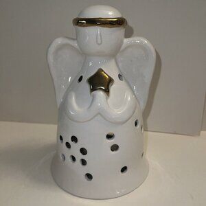 Praying Angel Votive Tealight Candle Holder 6.7 Inch White Ceramic Home Deco